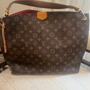 Louis Vuitton Graceful MM Monogram Tote – Red (Magenta) Interior – Authentic